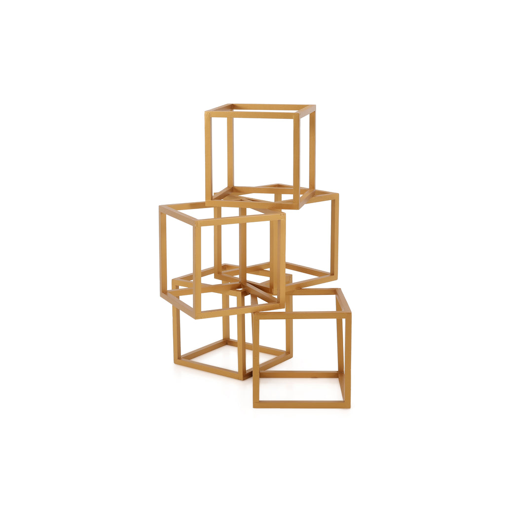 Gold Stacking Cube Floor Sculpture