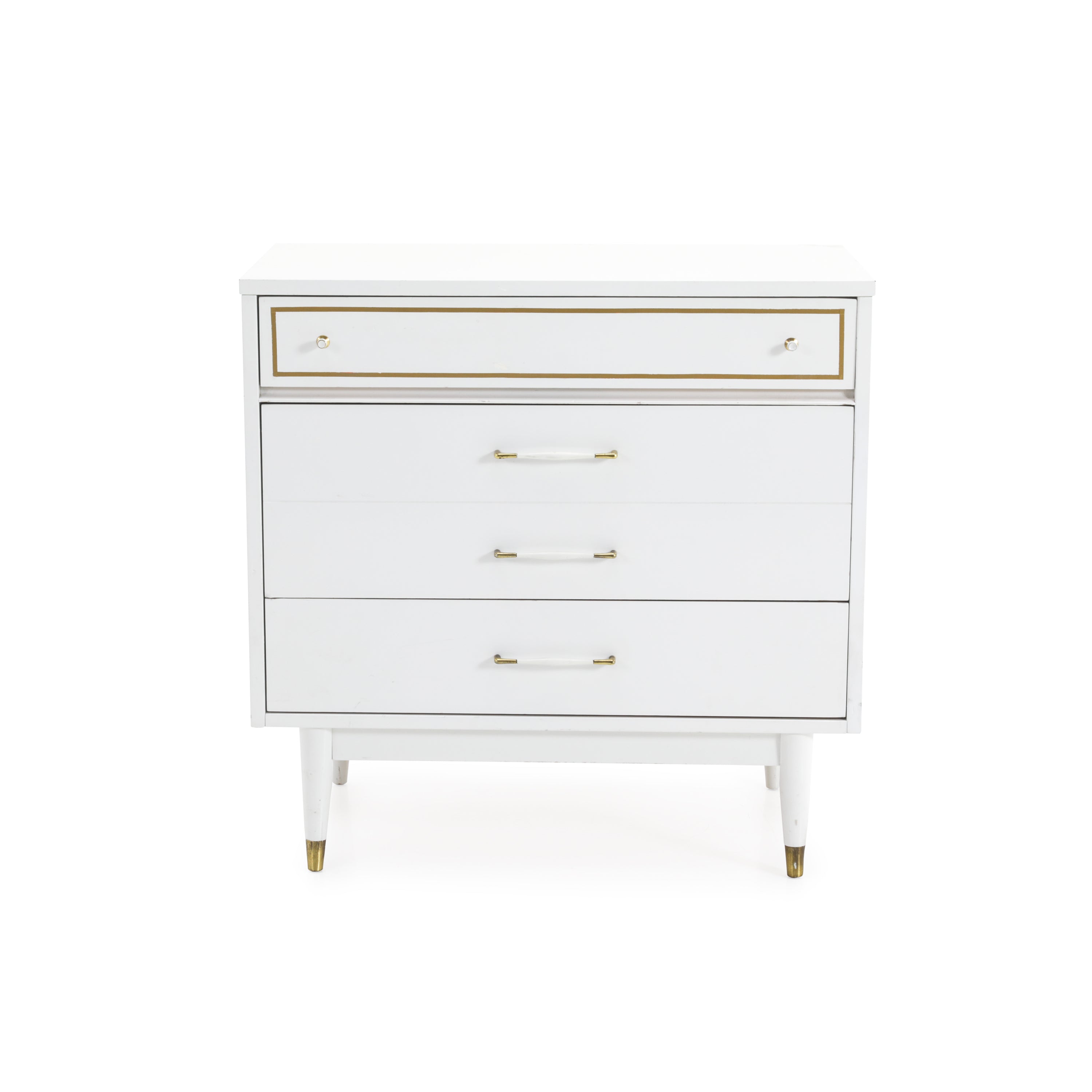 White and Gold Highboy Dresser - Gil & Roy Props White and Gold Highboy Dresser - Gil & Roy Props