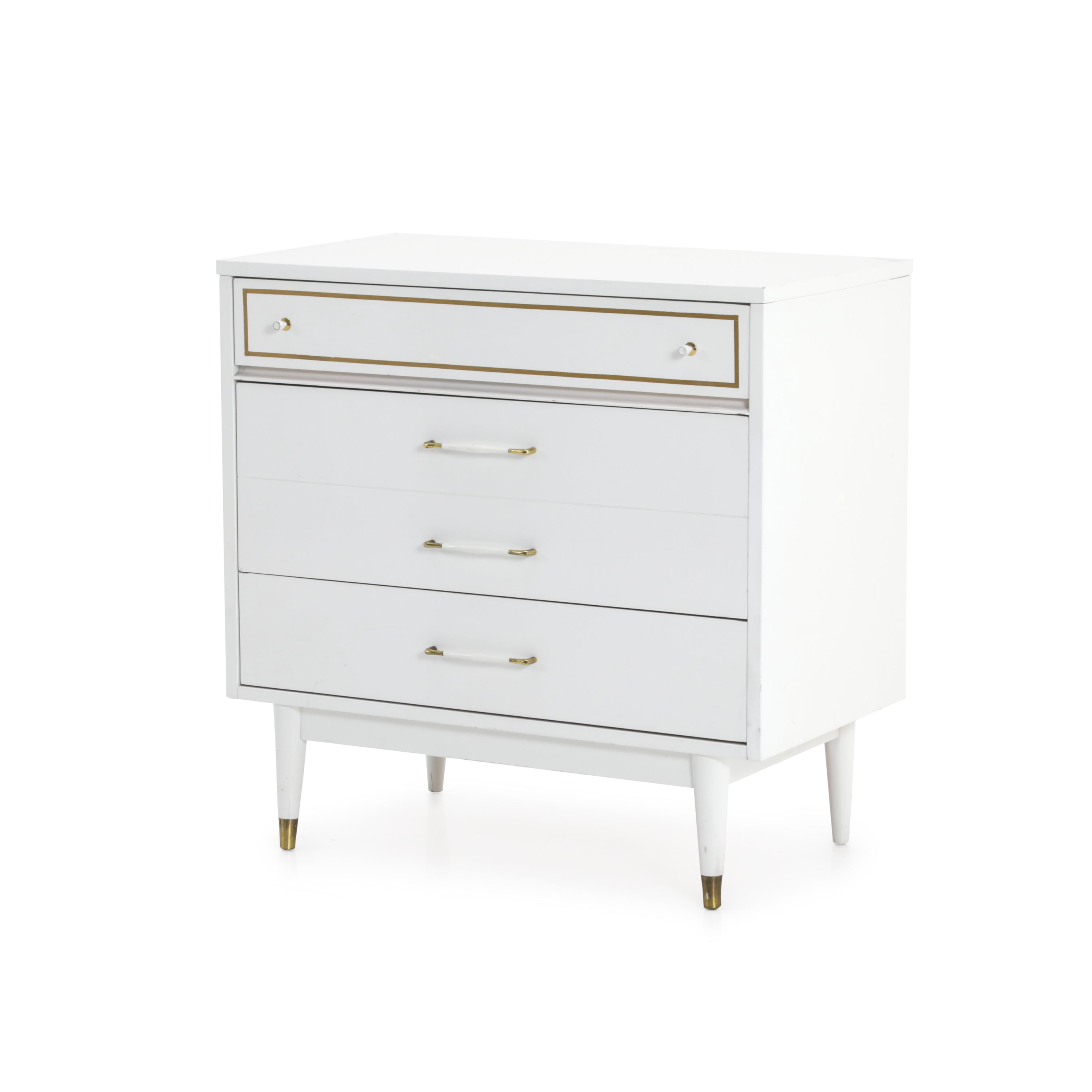White and Gold Highboy Dresser - Gil & Roy Props White and Gold Highboy Dresser - Gil & Roy Props