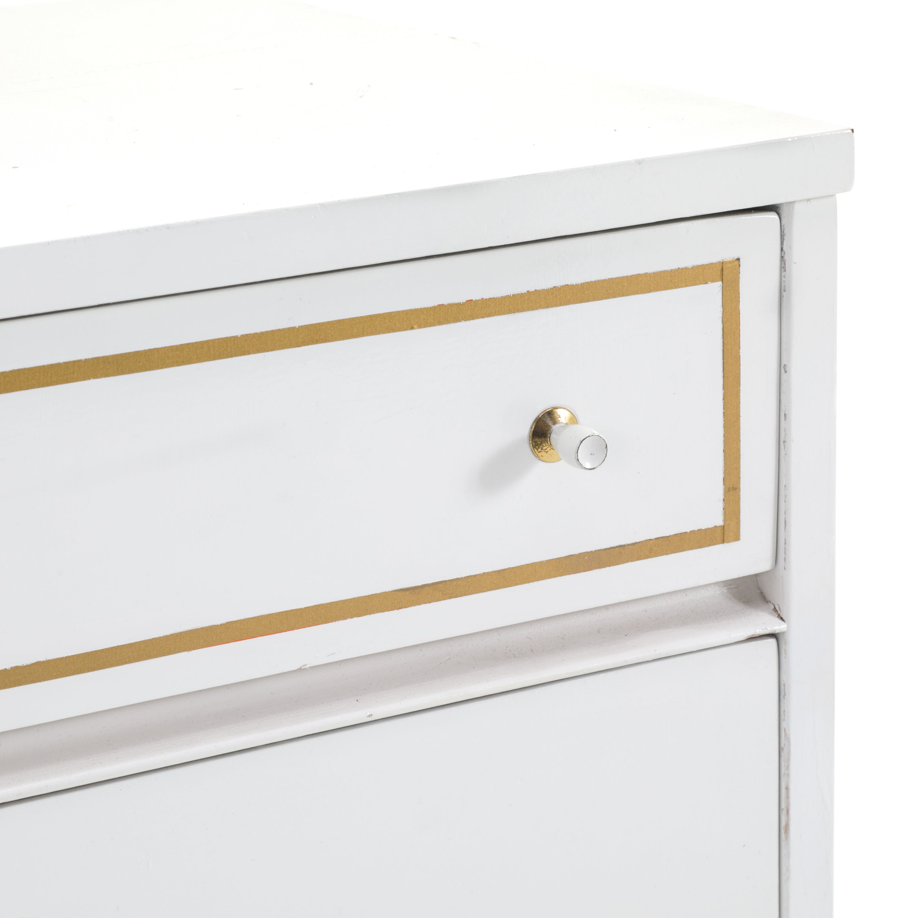 White and Gold Highboy Dresser - Gil & Roy Props White and Gold Highboy Dresser - Gil & Roy Props