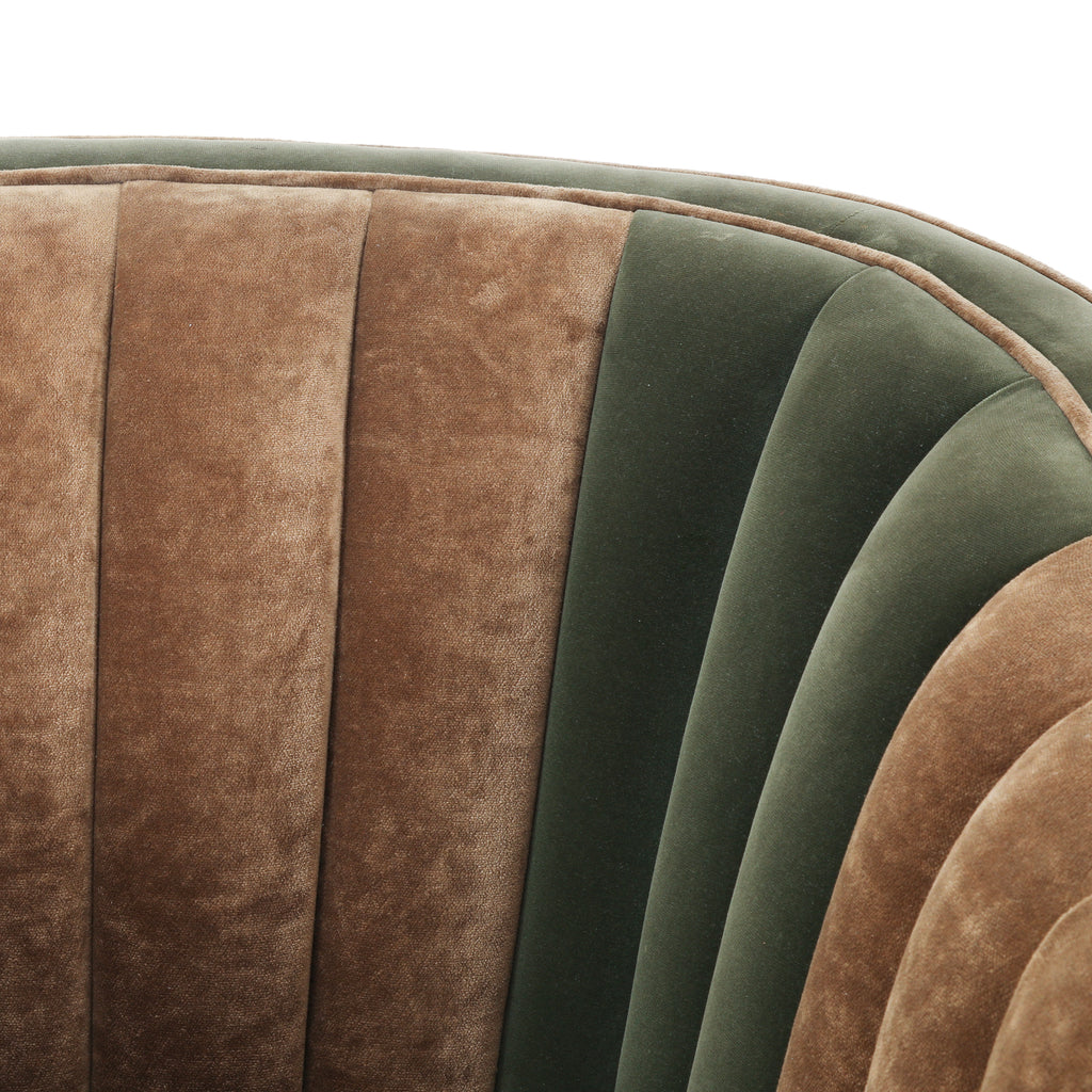 Green and Brown Suede Deco Arm Chair