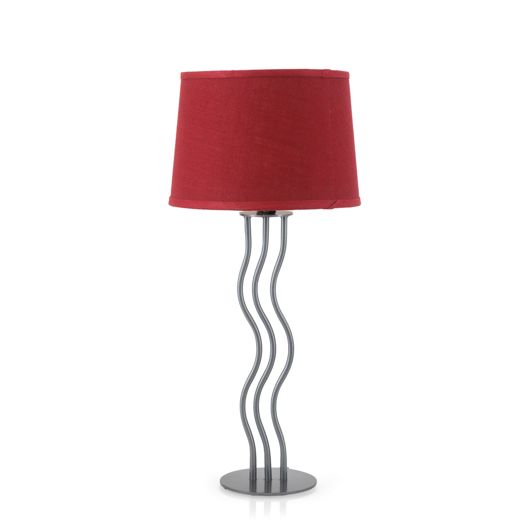 Red and Silver Wavey Table Lamps