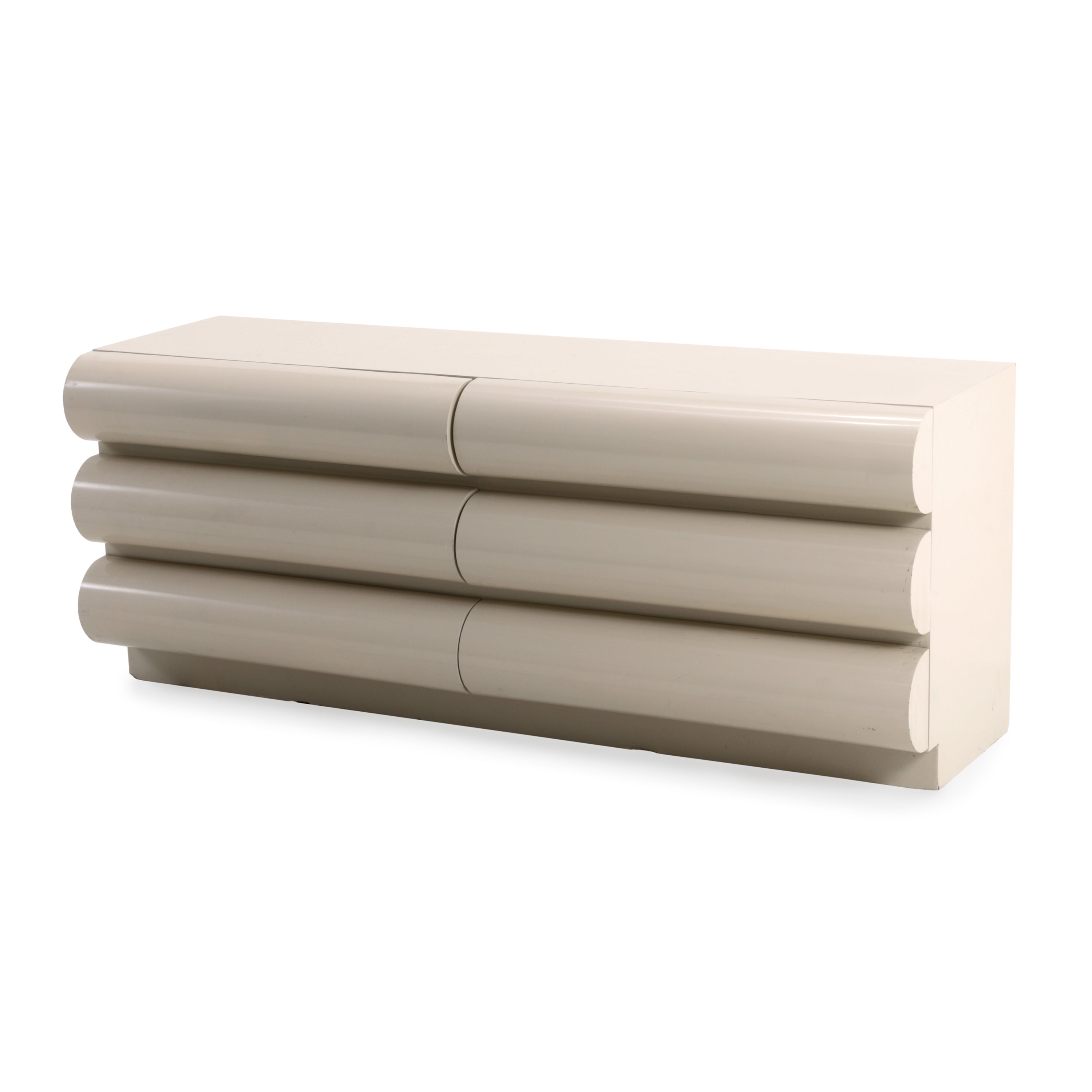 cream lacquer dresser Dover 9-Drawer Warm White Lacquered Dresser with Travertine Top