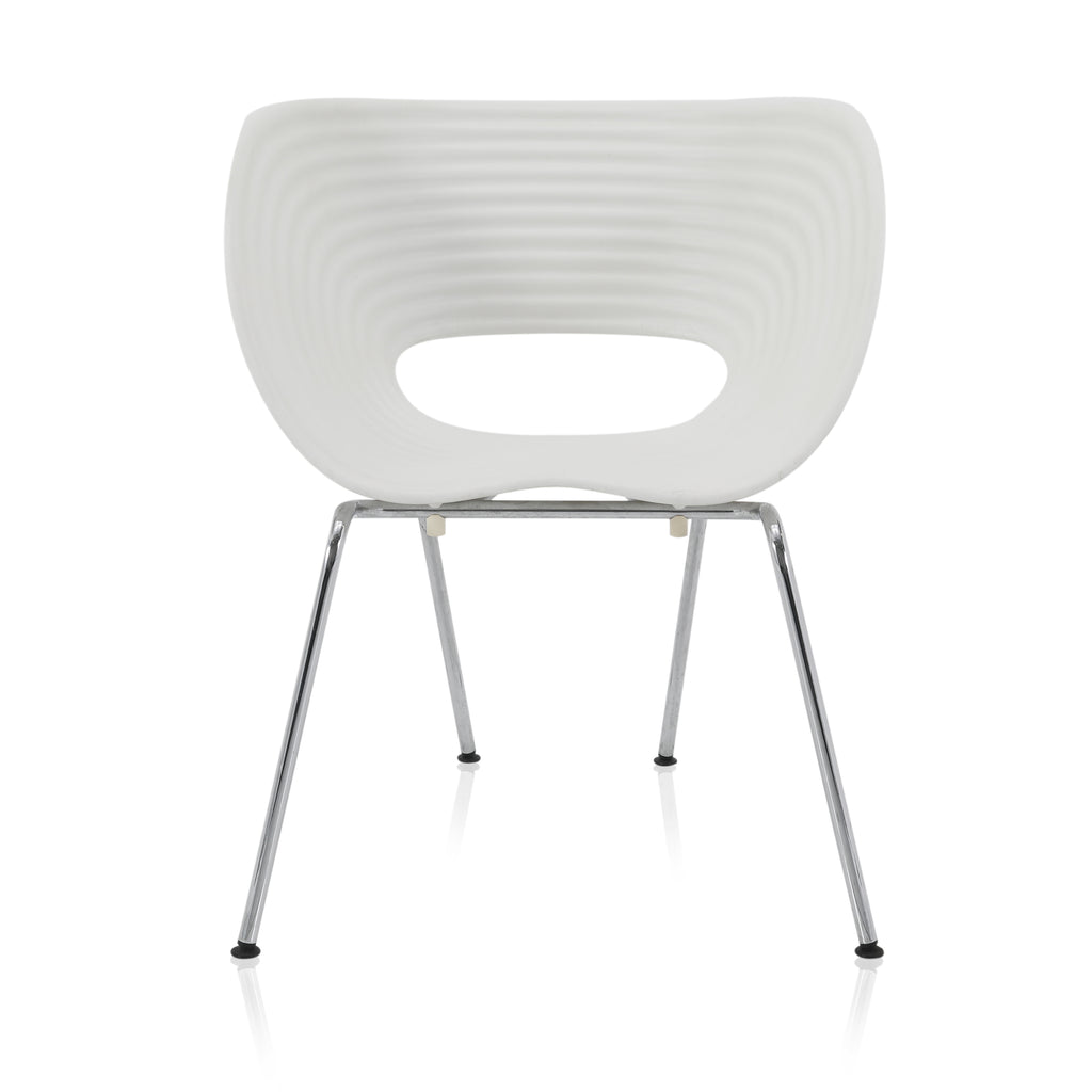 Stackable White & Chrome Cut Out Chair