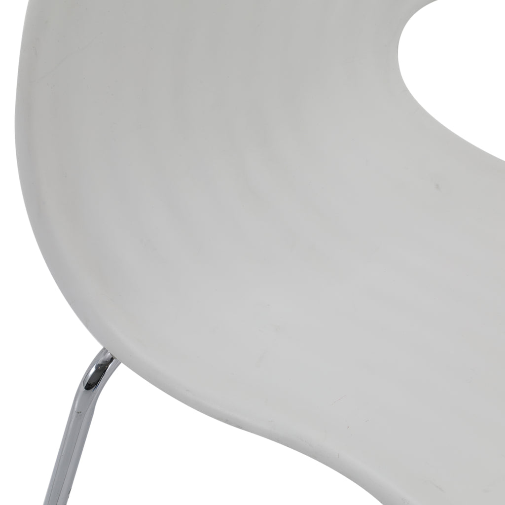 Stackable White & Chrome Cut Out Chair