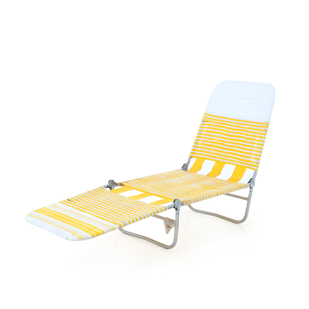 Yellow & White Plastic Strap Folding Chaise