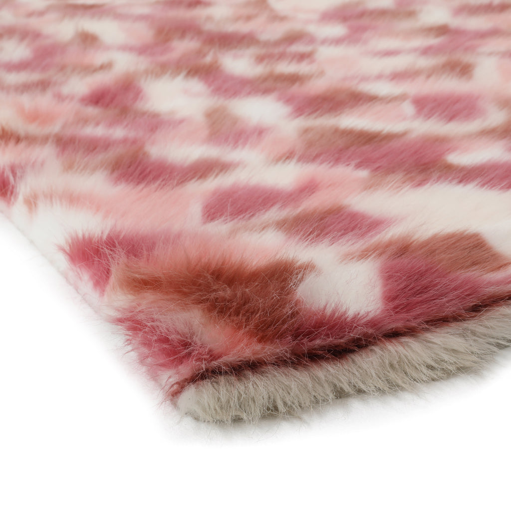 Red & Pink Patterned Fur Throw