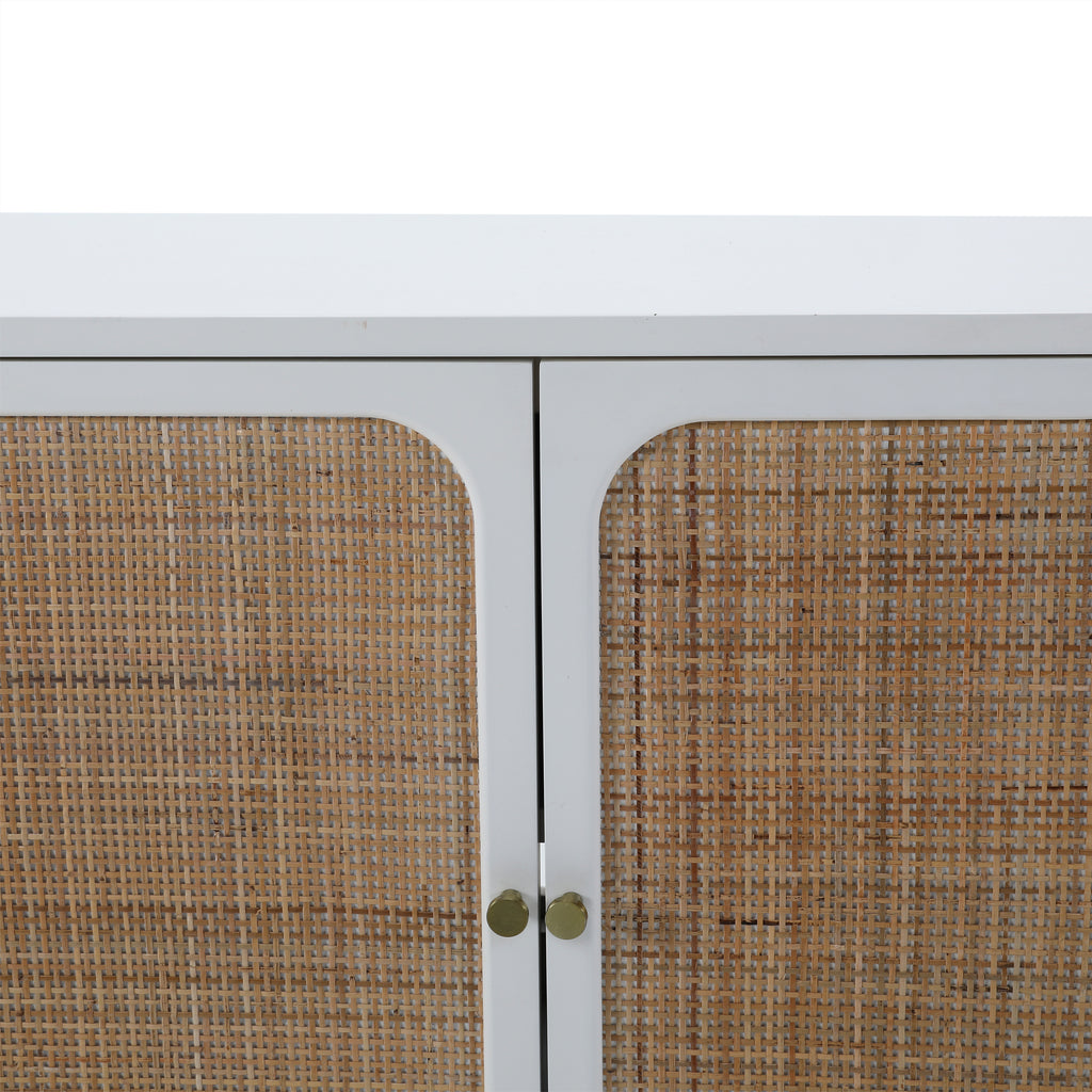 White Credenza with Wicker Panels