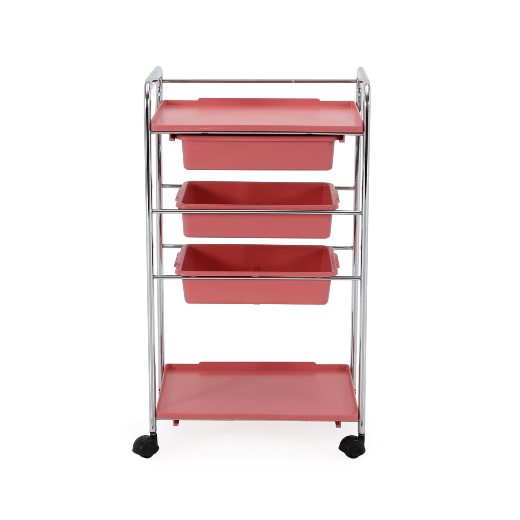 Hot Pink & Chrome Rolling Cart