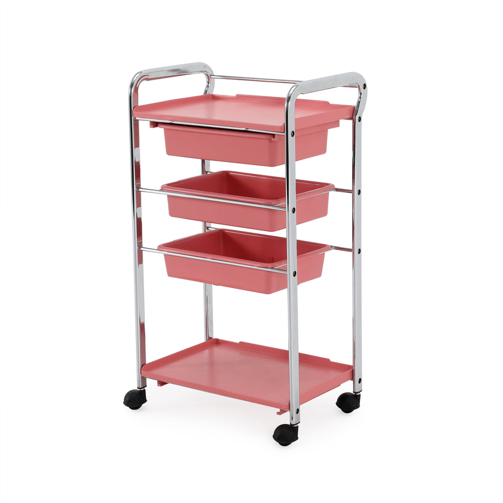 Hot Pink & Chrome Rolling Cart
