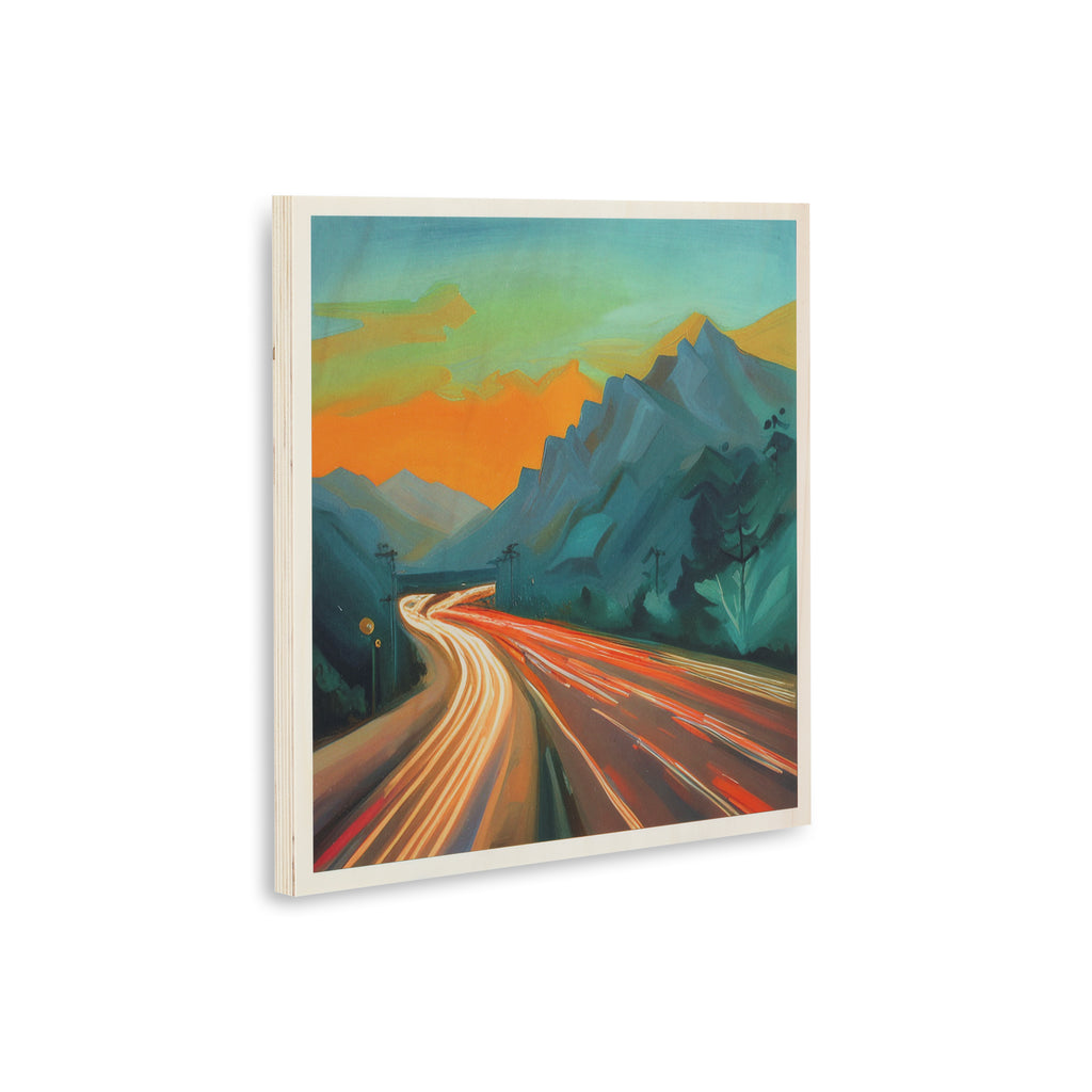 1339 (A+D) LA Freeway Blue Mountains, direct print on wood.