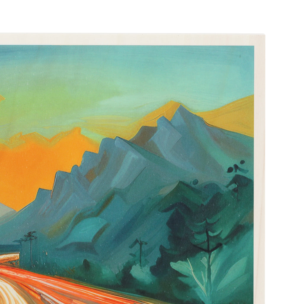 1339 (A+D) LA Freeway Blue Mountains, direct print on wood.