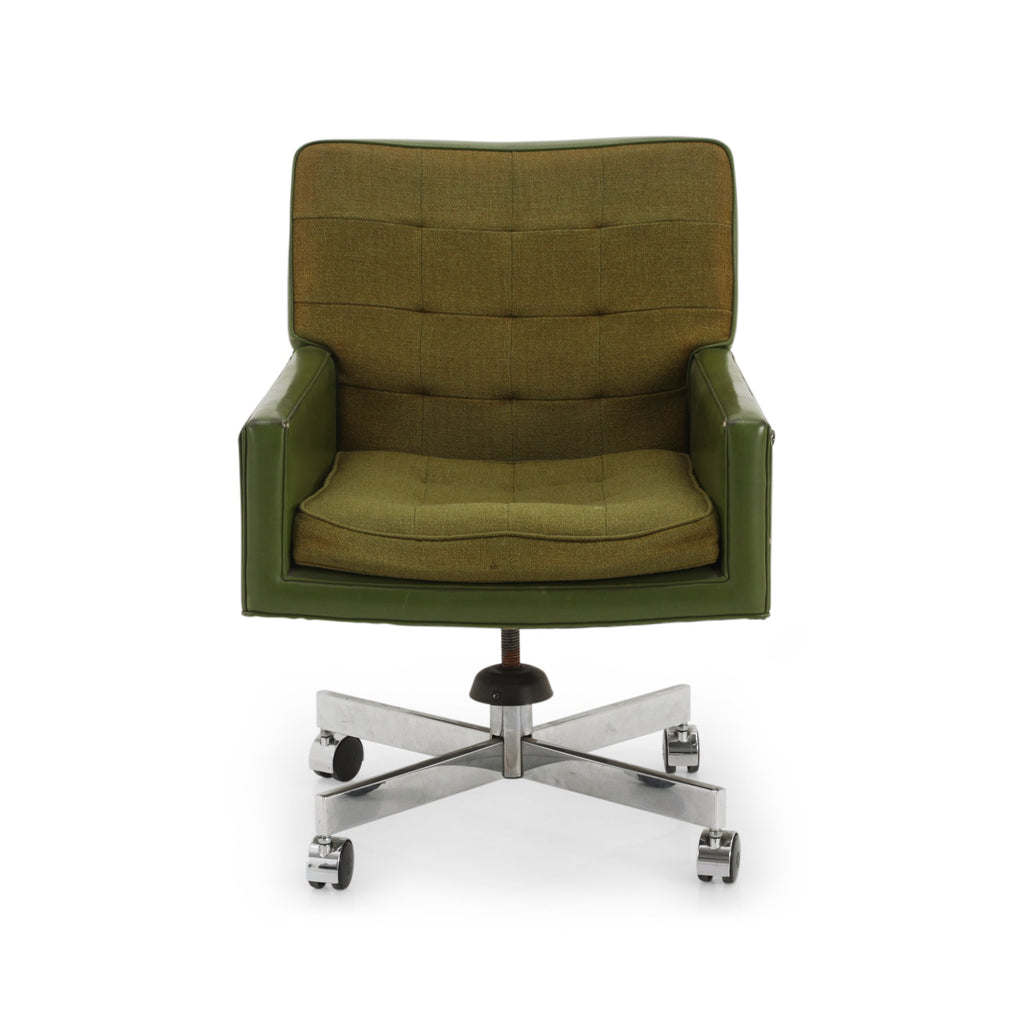 Green Leather & Fabric Office Chair