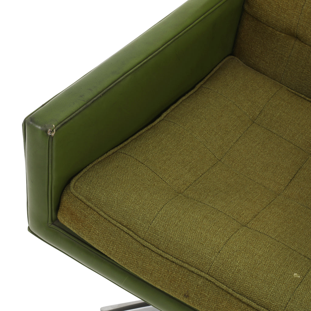 Green Leather & Fabric Office Chair