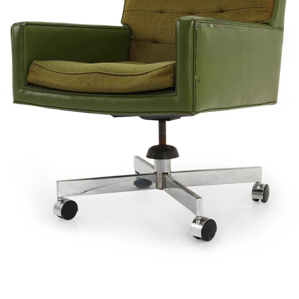 Green Leather & Fabric Office Chair