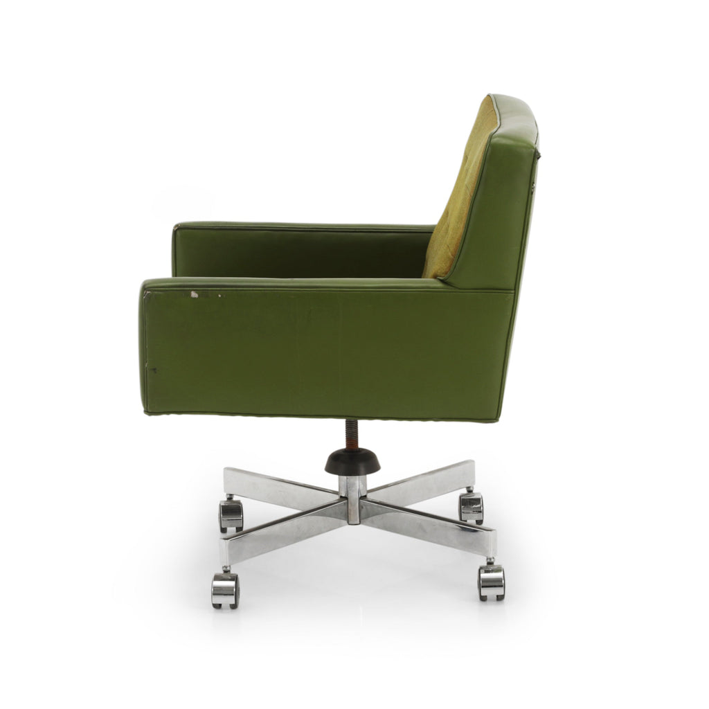 Green Leather & Fabric Office Chair