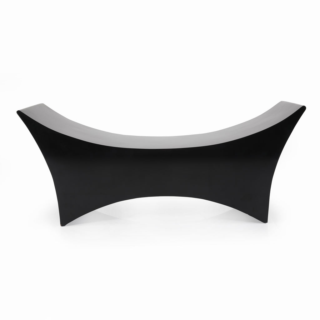 Modernist Black Lacquered Curved Bench
