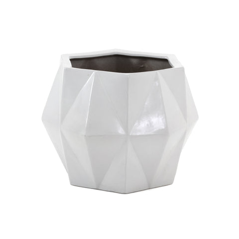 White Geometric Ceramic Planter