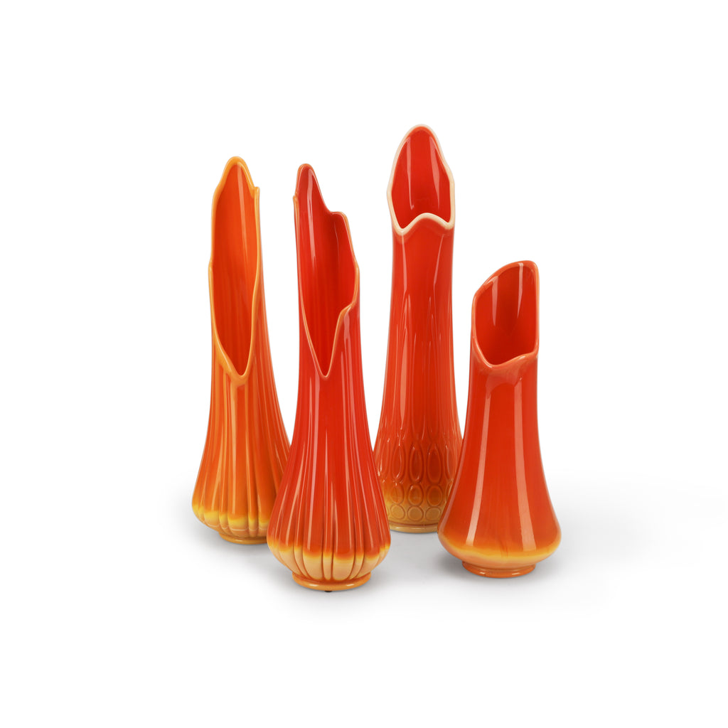 Tall Orange Fire Floral Vase #2