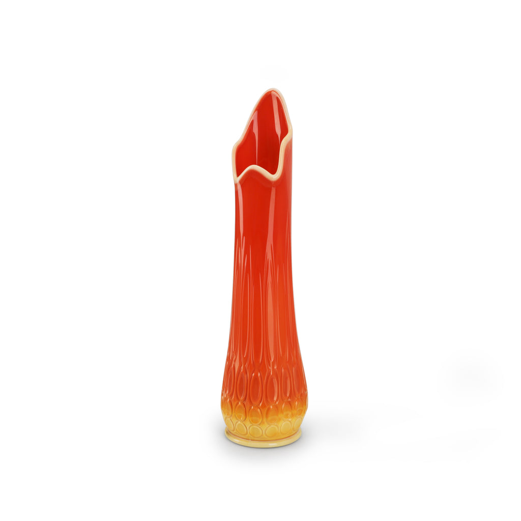 Tall Orange Fire Floral Vase #2