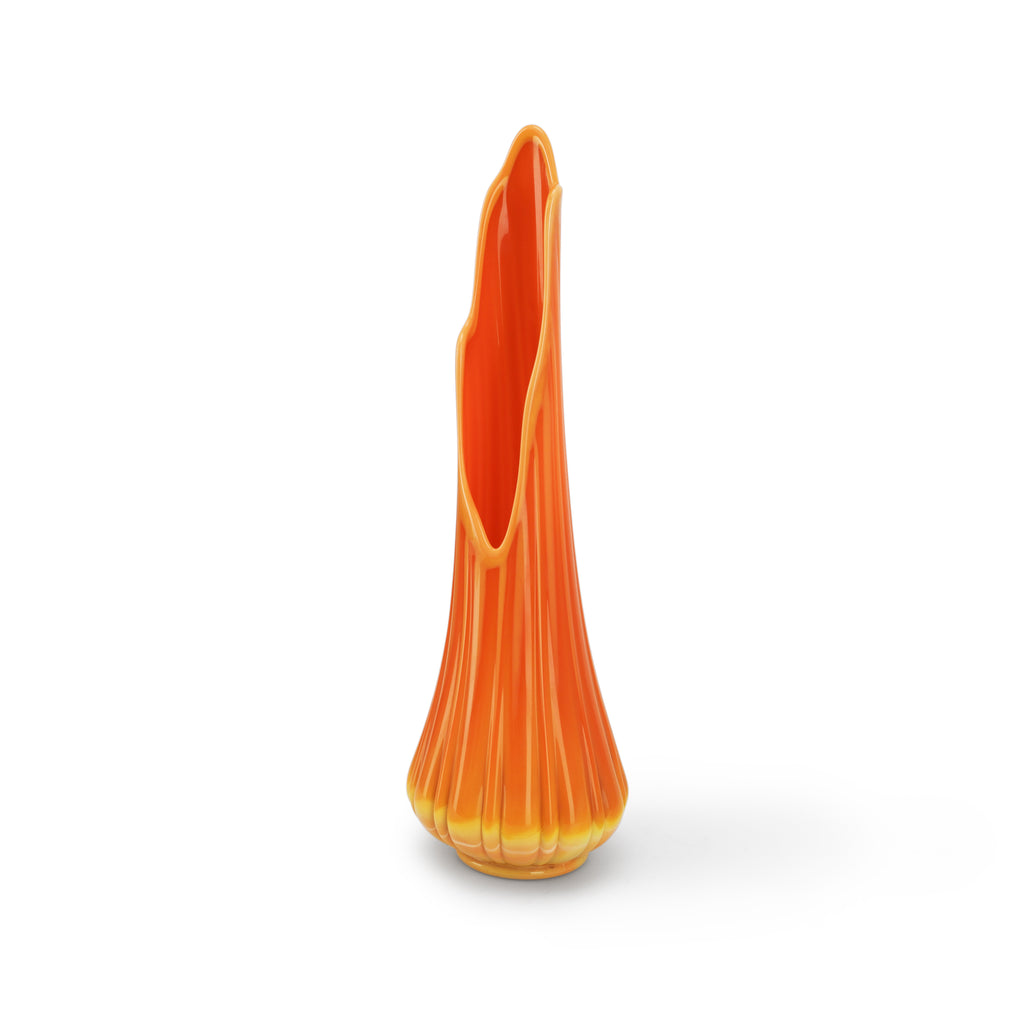 Tall Orange Fire Floral Vase #1