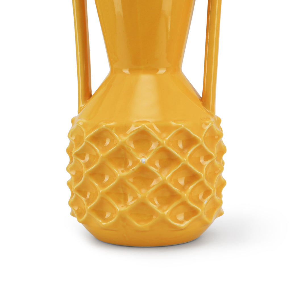 Yellow Orange Pineapple Jug Vase w/ Handles (A+D)