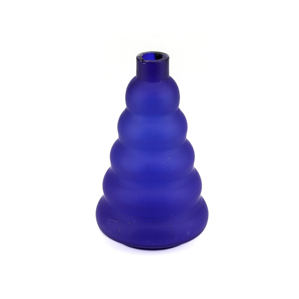 Frosted Blue Stepped Glass Vase