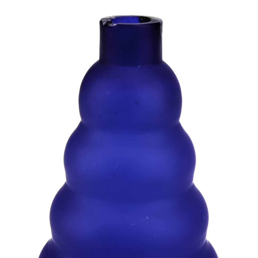 Frosted Blue Stepped Glass Vase