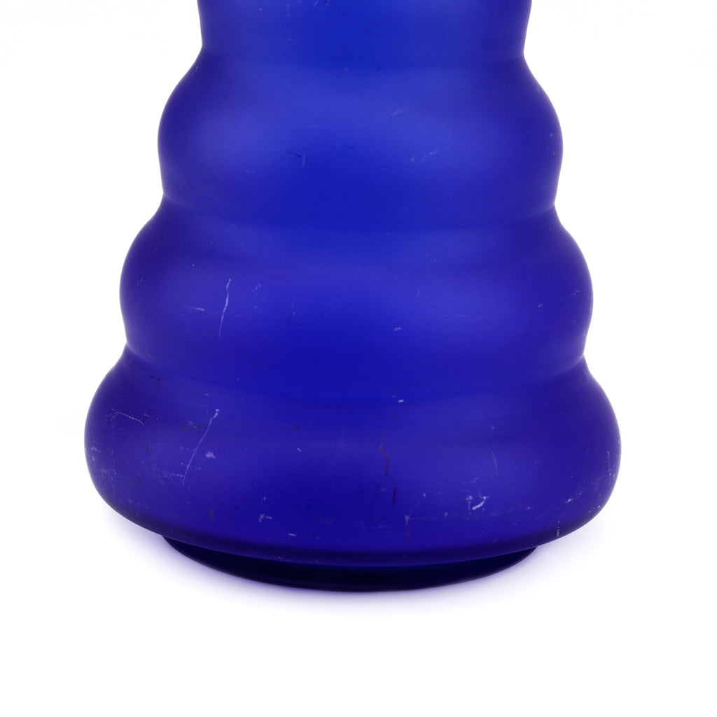 Frosted Blue Stepped Glass Vase