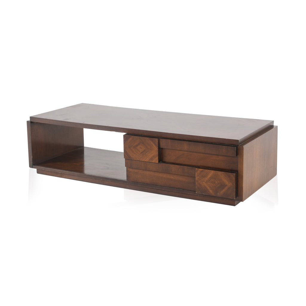 Wood Coffee Table with Sliding Door