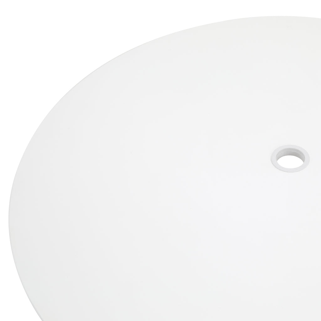 White Round Outdoor Table with Light Wood Legs