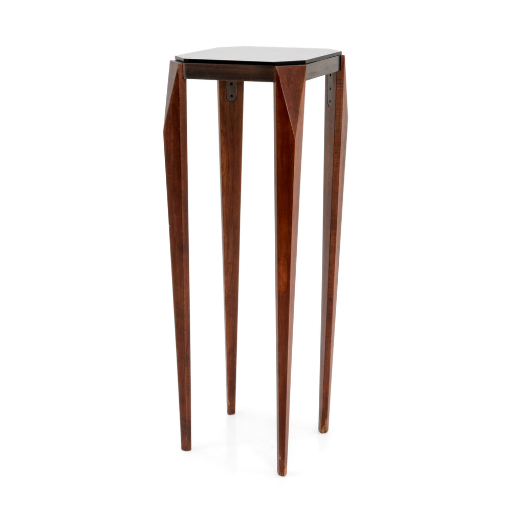 Tall Dark Wood / Glass Pedestal