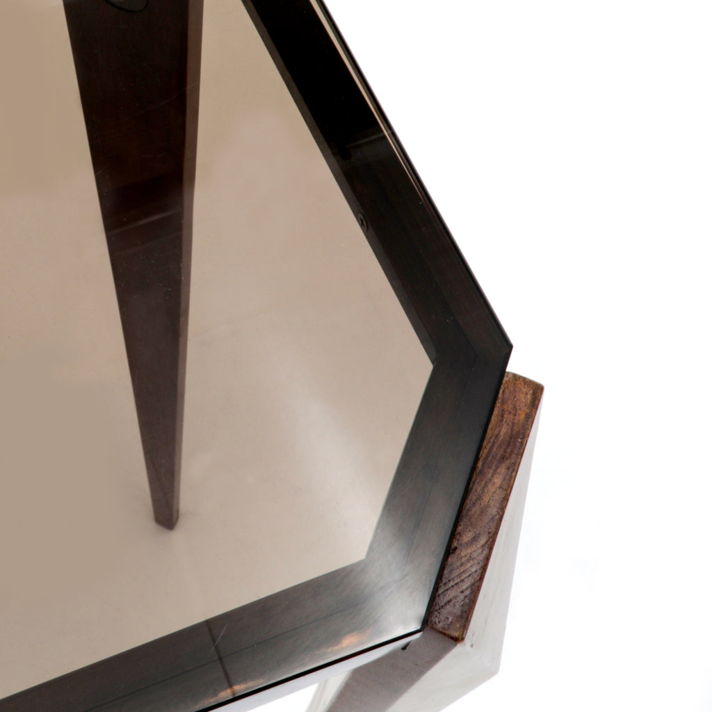 Tall Dark Wood / Glass Pedestal