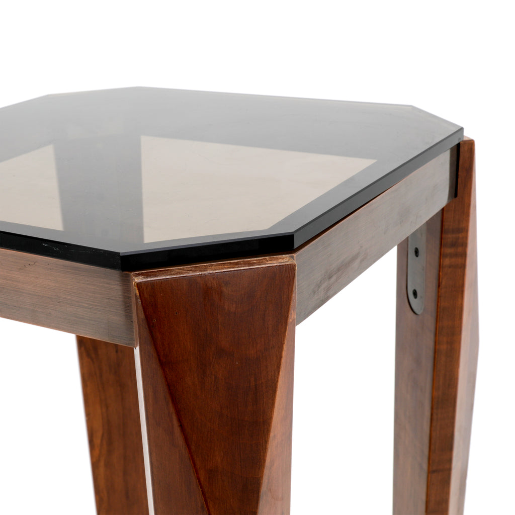 Tall Dark Wood / Glass Pedestal