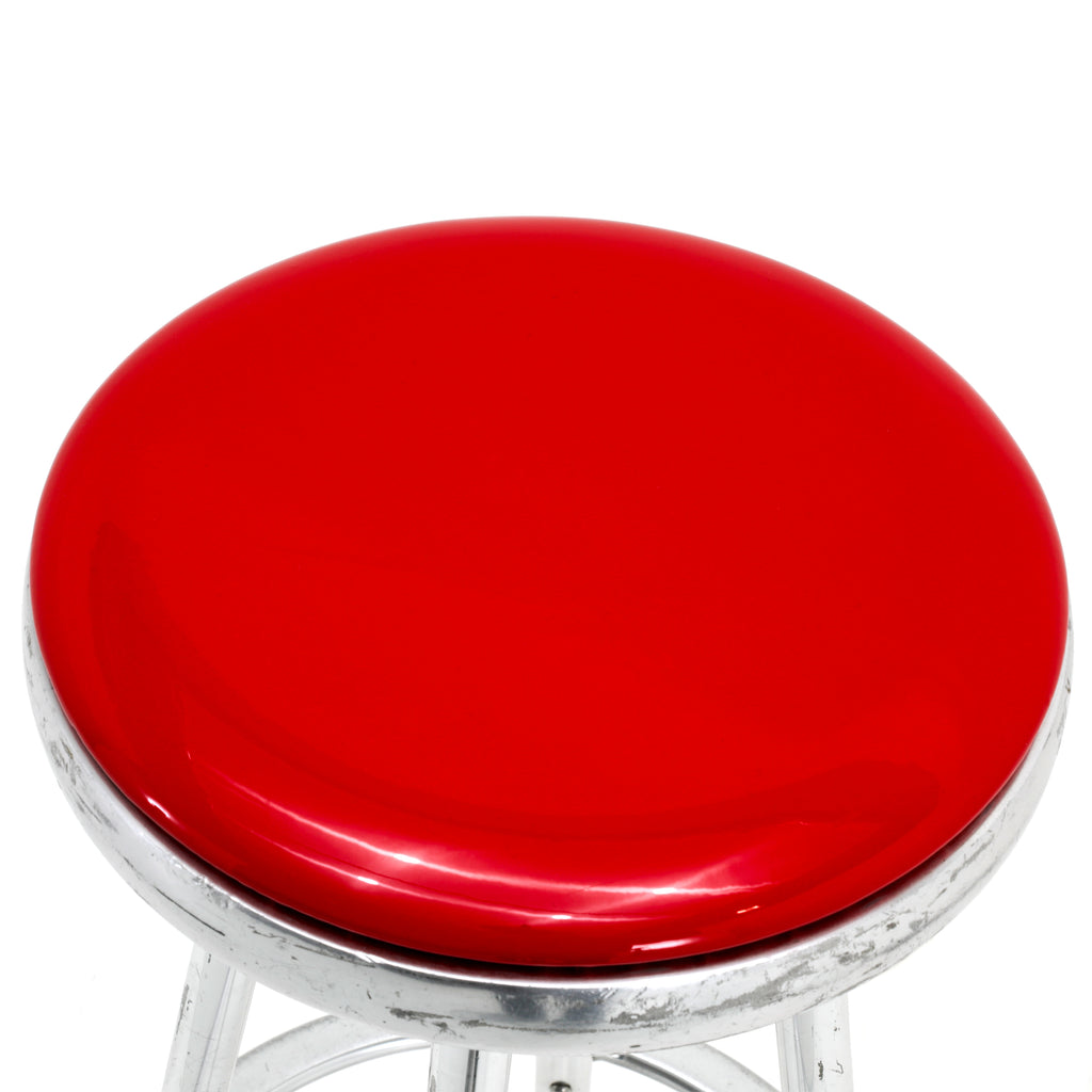 Glossy Red and Chrome Bar Stool