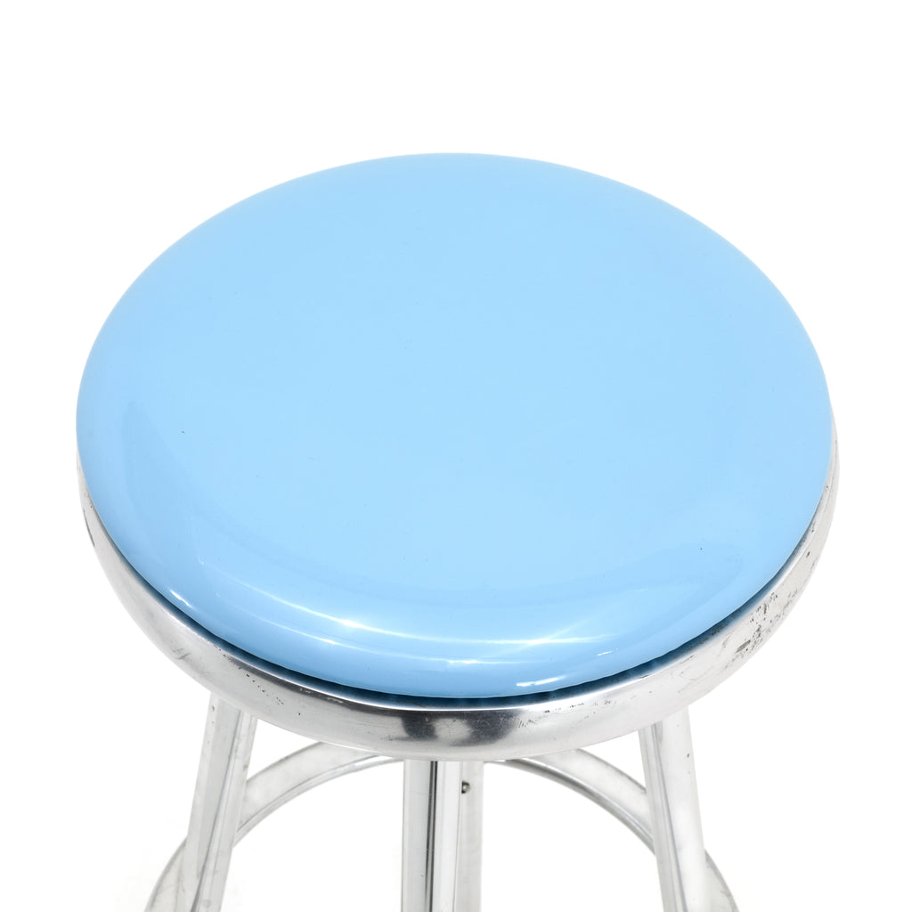 Glossy Baby Blue and Chrome Bar Stool