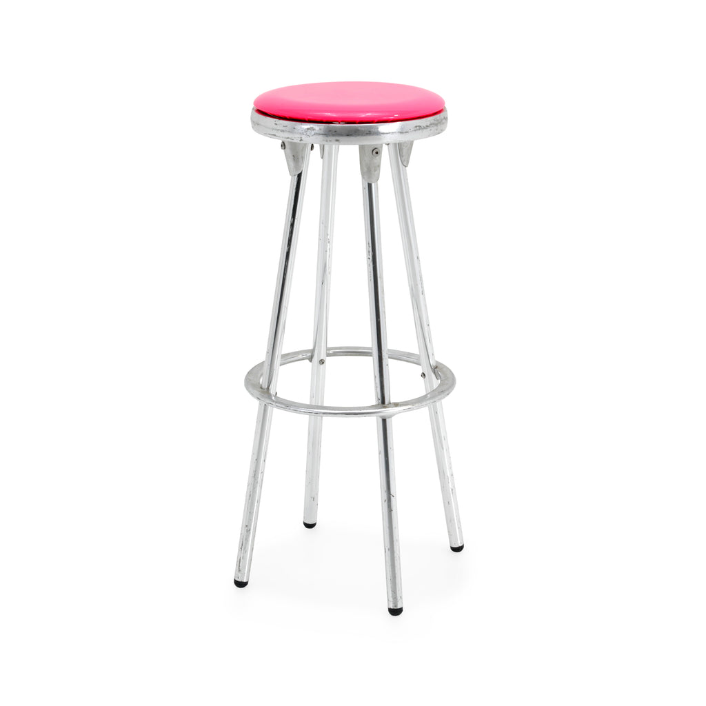 Glossy Hot Pink and Chrome Bar Stool