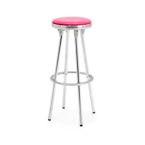 Glossy Hot Pink and Chrome Bar Stool