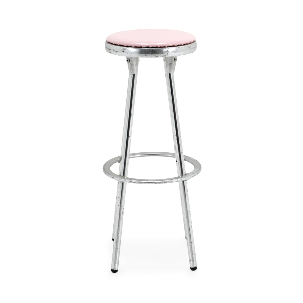 Glossy Light Pink and Chrome Bar Stool
