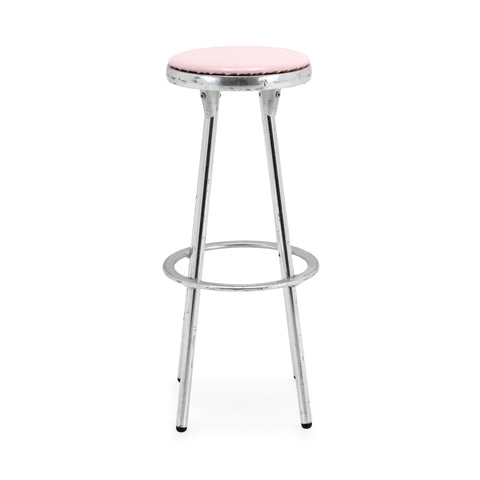 Glossy Light Pink and Chrome Bar Stool