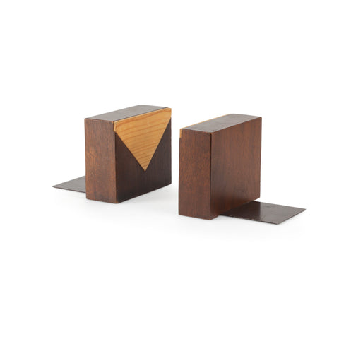 Dark & Light Wood Bookends (A+D)