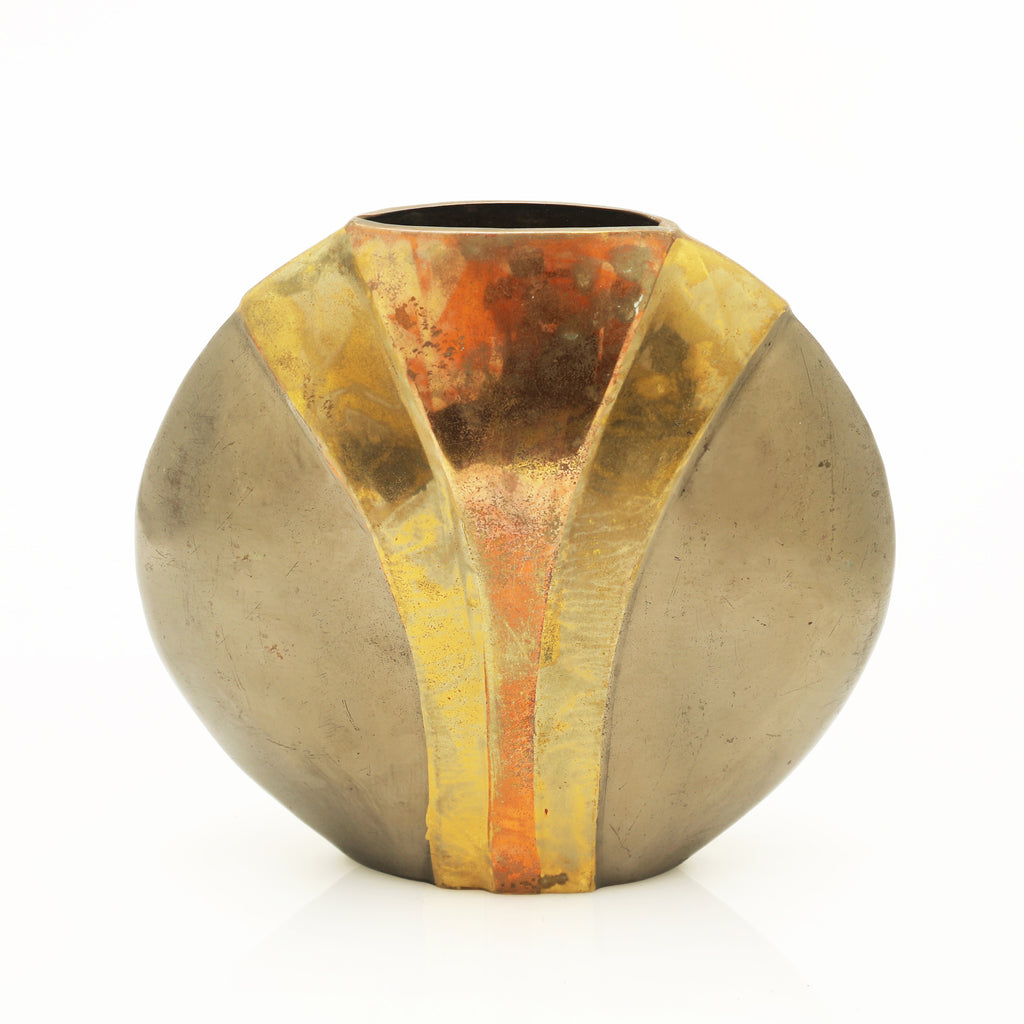 Bronze Metal Deco 80's Vase