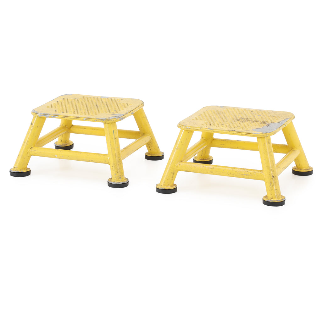 Rustic Yellow Industrial Step Stool