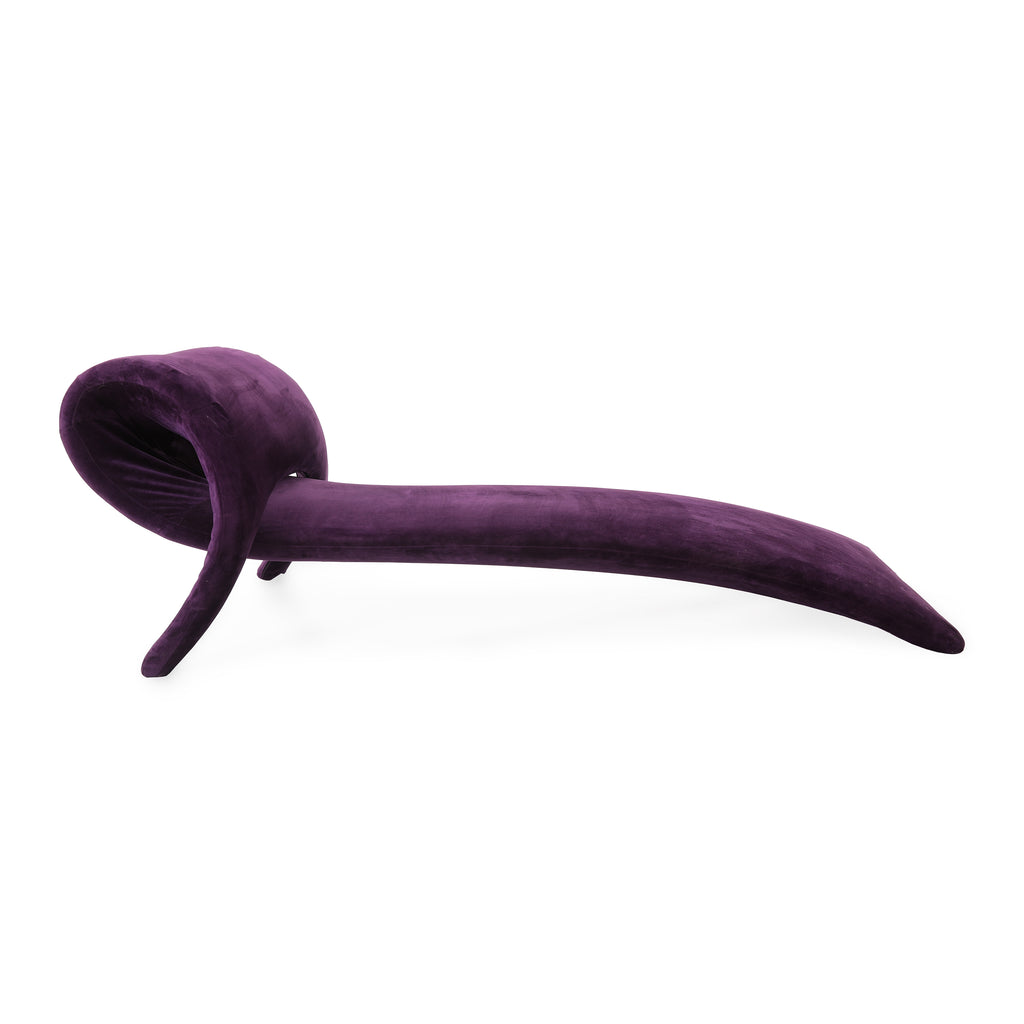 Purple Velvet Curved Chaise