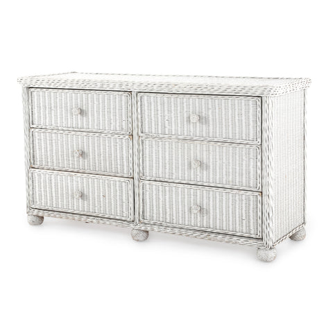 White Wicker Lowboy Dresser
