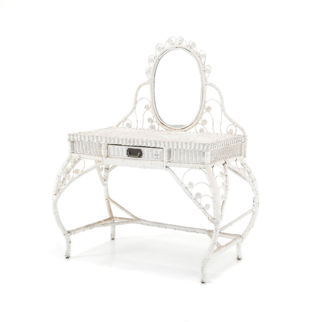 White Rattan Vanity