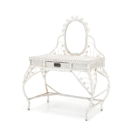 White Rattan Vanity