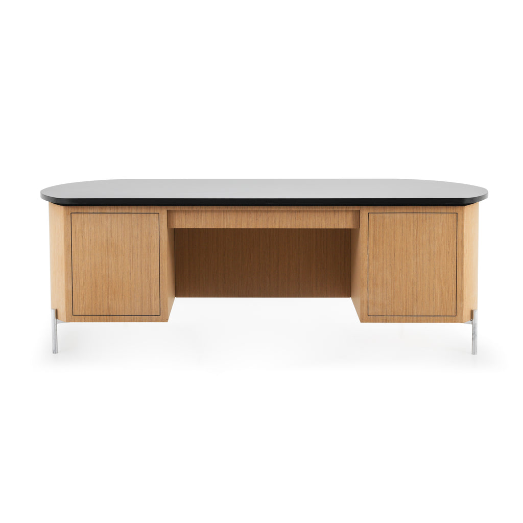 Light Wood Desk with Black Top