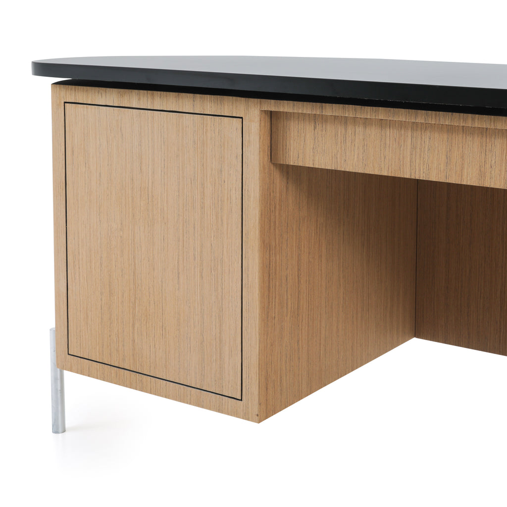 Light Wood Desk with Black Top