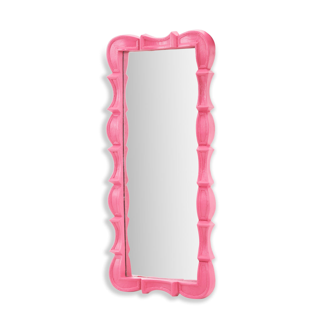 Pink Carved Frame Tall Wall Mirror